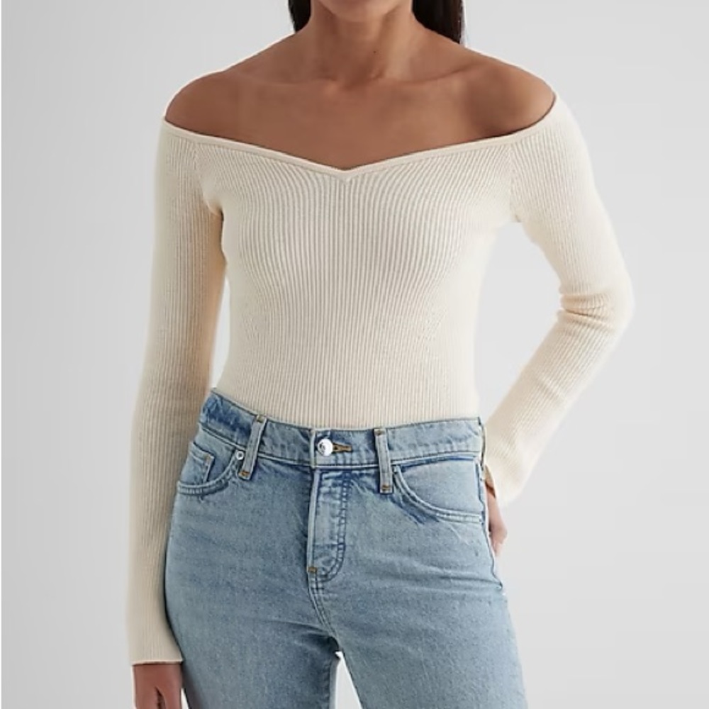 Express Ribbed off the shoulder sweater
